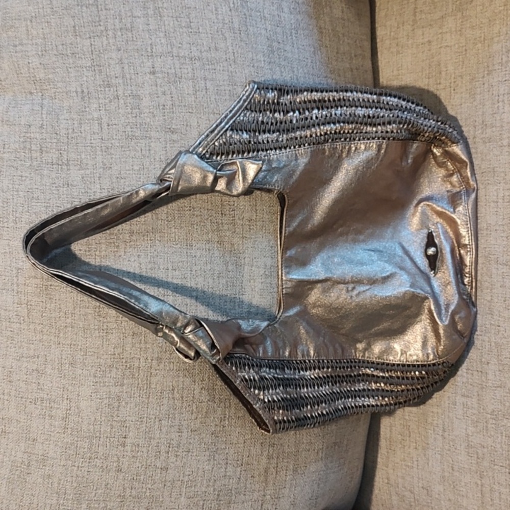 Elliott Lucca Metallic Gold Leather Shoulder Bag Purse-